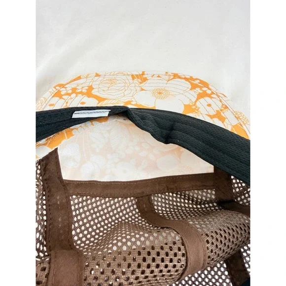 KAVU Mesh Strapback Hat Floral Orange Brown Mesh Outdoor Hiking Cap - Picture 5 of 8